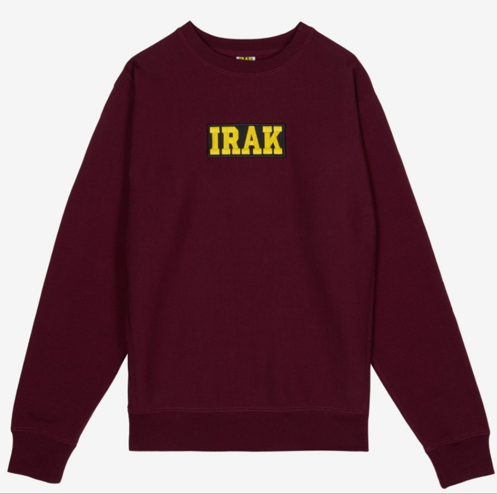 Irak Nyc Box Logo Crewneck Sweater Maroon Men's Size Small